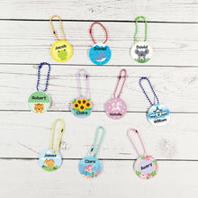 Load image into Gallery viewer, Custom Name Tag, Personalized Name Tag, Card Tag, Bag Tag, Luggage Tag, Backpack Tag, Lunch Bag Tag, Gloves Tag, Zipper Tag, Name Keychain, Keychain, Keyring, for Kids School, Daycare, Camp, Kids Gift