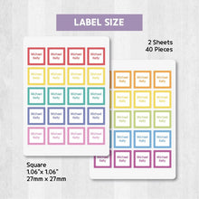 Load image into Gallery viewer, Standard Waterproof Name Label Stickers - Pastel Color Edge