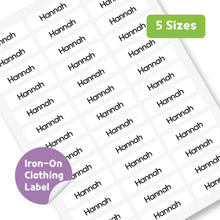 Load image into Gallery viewer, Iron-On Clothing Name Label Stickers - Basic White