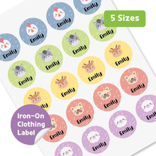 Load image into Gallery viewer, Iron-On Clothing Name Label Stickers - Color Animals