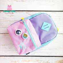 Load image into Gallery viewer, custom name button, custom name badge, personalized name button, personalized name badge, pin-back, button badge, pin-back badge, name label, name tag, school badge, kids badge, daycare badge, camp badge, school button, camp button, daycare button, kids button, kids gift, birthday gift, friends gift, bag badge, name tag, tag badge, tag button, button tag, makeup mirror, cosmetic mirror, hand mirror, portable mirror