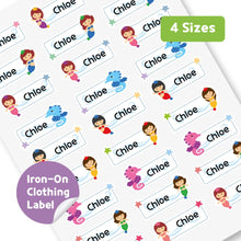 Load image into Gallery viewer, Iron-On Clothing Name Label Stickers - Mermaid
