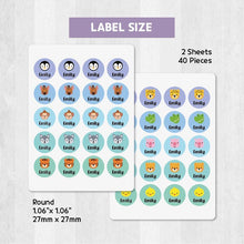 Load image into Gallery viewer, Stick-On Clothing Name Label Stickers - Animal Face