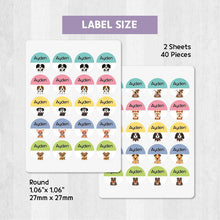 Load image into Gallery viewer, Stick-On Clothing Name Label Stickers - Puppy with Color