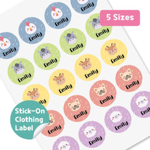 Load image into Gallery viewer, Stick-On Clothing Name Label Stickers - Color Animals