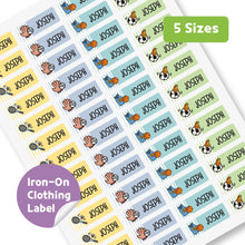 Load image into Gallery viewer, Iron-On Clothing Name Label Stickers - Sports with Stripes