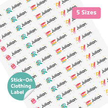 Load image into Gallery viewer, Stick-On Clothing Name Label Stickers - School
