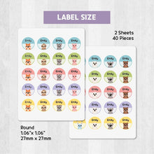 Load image into Gallery viewer, Iron-On Clothing Name Label Stickers - Animal with Polka dots