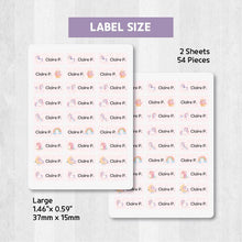 Load image into Gallery viewer, Iron-On Clothing Name Label Stickers - Pink Unicorn