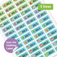 Load image into Gallery viewer, Iron-On Clothing Name Label Stickers - Sea Animal