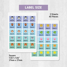 Load image into Gallery viewer, Stick-On Clothing Name Label Stickers - Animal Face