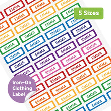 Load image into Gallery viewer, Iron-On Clothing Name Label Stickers - Vivid Color Edge