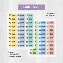 Load image into Gallery viewer, Stick-On Clothing Name Label Stickers - Sports with Stripes