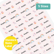 Load image into Gallery viewer, Standard Waterproof Name Label Stickers - Pink Unicorn