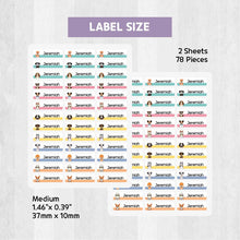 Load image into Gallery viewer, Iron-On Clothing Name Label Stickers - Puppy with Color