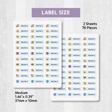 Load image into Gallery viewer, Iron-On Clothing Name Label Stickers - Emoticon
