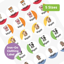 Load image into Gallery viewer, Iron-On Clothing Name Label Stickers - Sitting Animal
