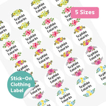 Load image into Gallery viewer, Stick-On Clothing Name Label Stickers - Floral Wreath