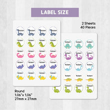 Load image into Gallery viewer, Standard Waterproof Name Label Stickers - Dino with Dash Line