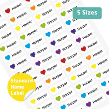 Load image into Gallery viewer, Standard Waterproof Name Label Stickers - Color Hearts