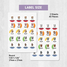 Load image into Gallery viewer, Stick-On Clothing Name Label Stickers - Sitting Animal