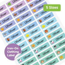 Load image into Gallery viewer, Iron-On Clothing Name Label Stickers - Animal Face
