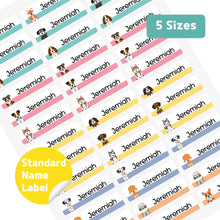 Load image into Gallery viewer, Standard Waterproof Name Label Stickers - Puppy with Color