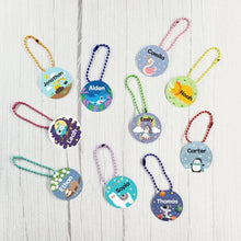 Load image into Gallery viewer, Custom Name Tag, Personalized Name Tag, Card Tag, Bag Tag, Luggage Tag, Backpack Tag, Lunch Bag Tag, Gloves Tag, Zipper Tag, Name Keychain, Keychain, Keyring, for Kids School, Daycare, Camp, Kids Gift