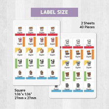 Load image into Gallery viewer, Iron-On Clothing Name Label Stickers - Sitting Animal