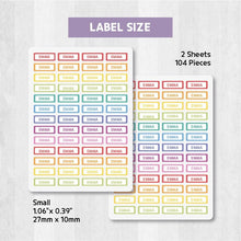 Load image into Gallery viewer, Standard Waterproof Name Label Stickers - Pastel Color Edge