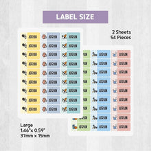 Load image into Gallery viewer, Standard Waterproof Name Label Stickers - Sports with Stripes