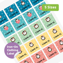 Load image into Gallery viewer, Iron-On Clothing Name Label Stickers - Penguin