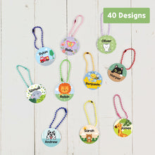 Load image into Gallery viewer, Custom Name Tag, Personalized Name Tag, Card Tag, Bag Tag, Luggage Tag, Backpack Tag, Lunch Bag Tag, Gloves Tag, Zipper Tag, Name Keychain, Keychain, Keyring, for Kids School, Daycare, Camp, Kids Gift
