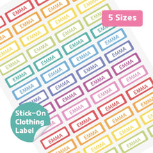 Load image into Gallery viewer, Stick-On Clothing Name Label Stickers - Pastel Color Edge