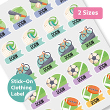 Load image into Gallery viewer, Stick-On Clothing Name Label Stickers - Sports Ribbon