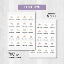 Load image into Gallery viewer, Iron-On Clothing Name Label Stickers - Unicorn Face