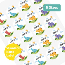 Load image into Gallery viewer, Standard Waterproof Name Label Stickers - Dino with Forest