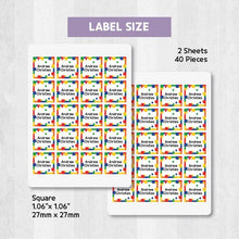 Load image into Gallery viewer, Standard Waterproof Name Label Stickers - Blocks
