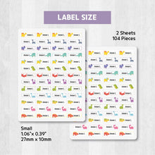Load image into Gallery viewer, Standard Waterproof Name Label Stickers - Dino with Dash Line