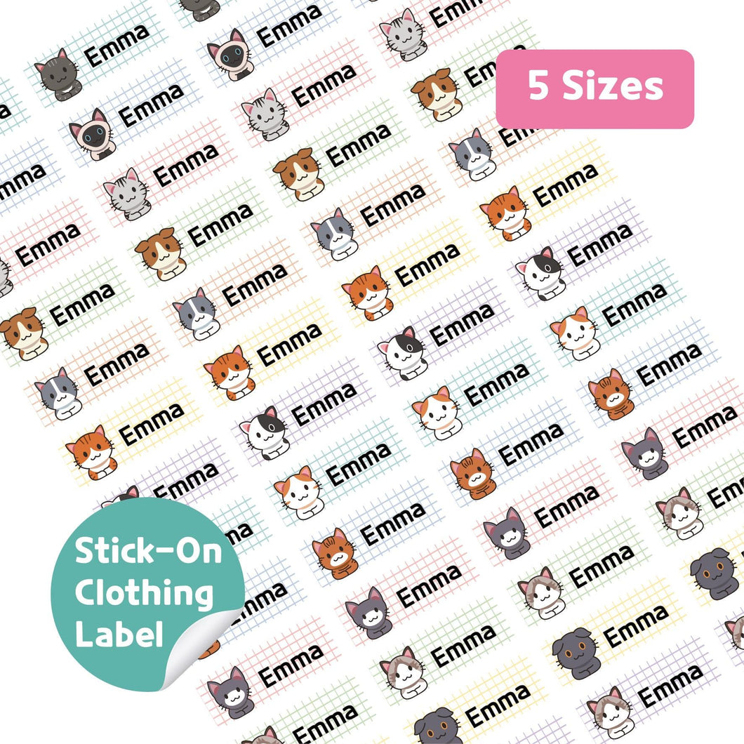 Stick-On Clothing Name Label Stickers - Cats