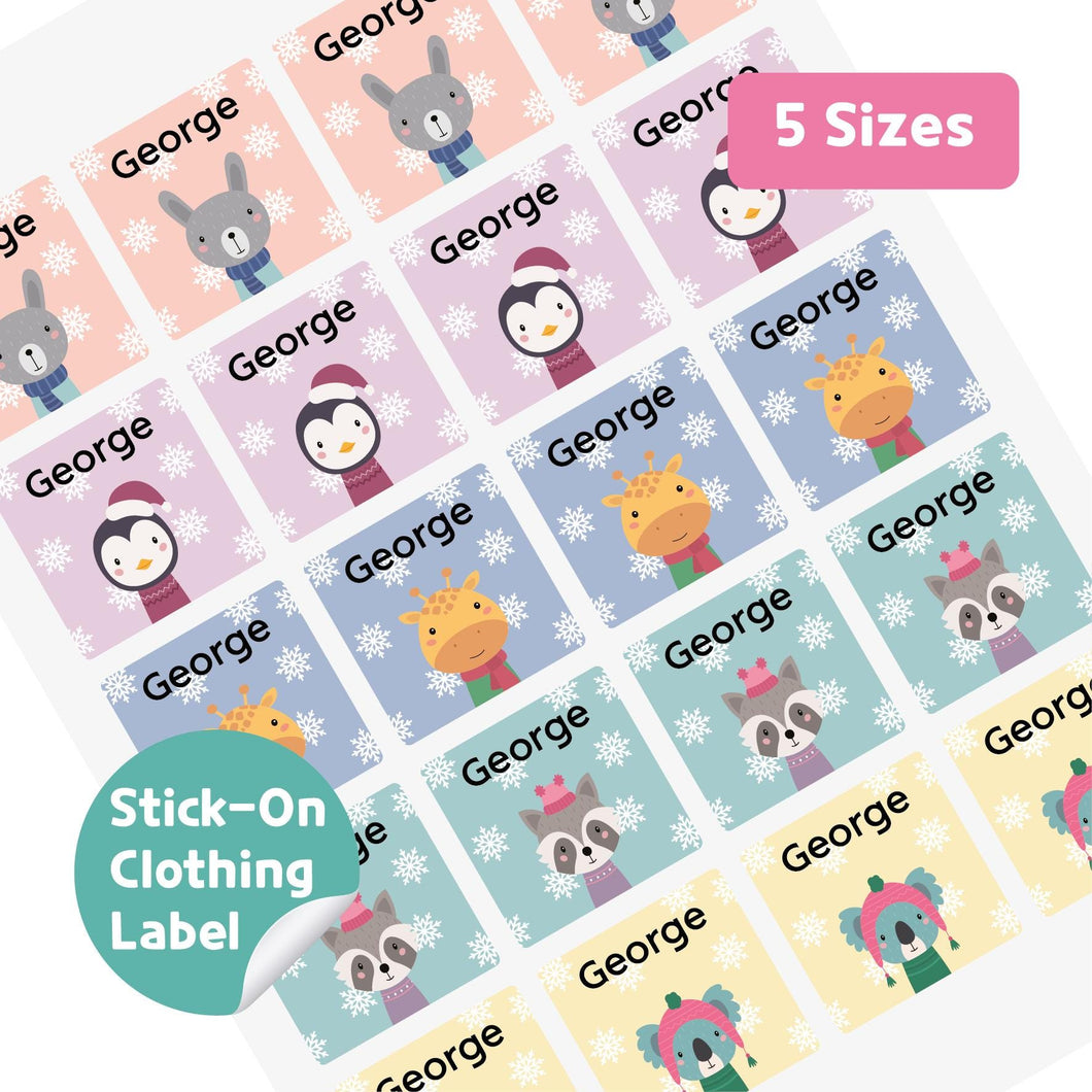 Stick-On Clothing Name Label Stickers - Winter Animal