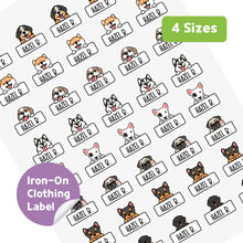 Load image into Gallery viewer, Iron-On Clothing Name Label Stickers - Puppy Banner
