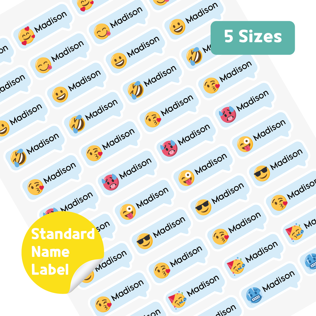 Standard Waterproof Name Label Stickers - Emoticon