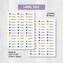 Load image into Gallery viewer, Stick-On Clothing Name Label Stickers - Color Hearts
