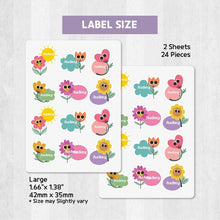 Load image into Gallery viewer, Iron-On Clothing Name Label Stickers - Flower Bubble
