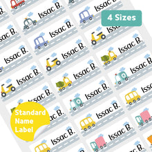 Load image into Gallery viewer, Standard Waterproof Name Label Stickers - Vehicle on the Road
