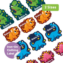 Load image into Gallery viewer, Iron-On Clothing Name Label Stickers - Dino Banner
