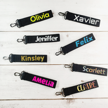 Load image into Gallery viewer, Luggage Tag, Luggage Tags, Bag Tag, Bag Tags, Name Tag, Custom Bag Tag, Custom Luggage Tag, Personalized Bag Tag, Personalized Luggage Tag, Luggage Strap, Backpack Tag, Strap Tag, Name Keychain, Embroidered Tag, for Kids School, Daycare, Camp, Gift
