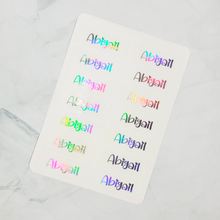 Load image into Gallery viewer, Clear Foil Labels, Custom Personalized Transparent Foiled Name Labels, Waterproof Stickers, Name Label Stickers for Kids, School, Daycare, Camp, Foil Stickers Wedding Invitation Card Seals Seal Stickers
