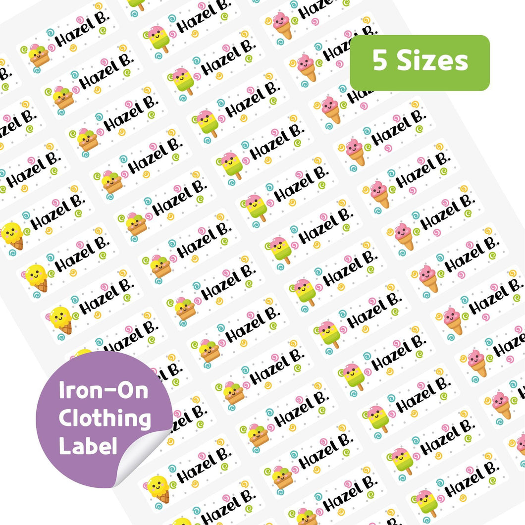 Iron-On Clothing Name Label Stickers - Icecream